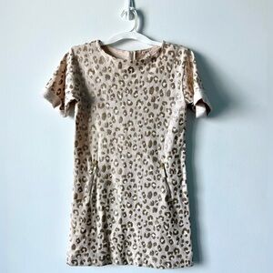 Crewcuts Girls Cheetah Print Beige Glitter Gold Fleece Knit Dress Size 14